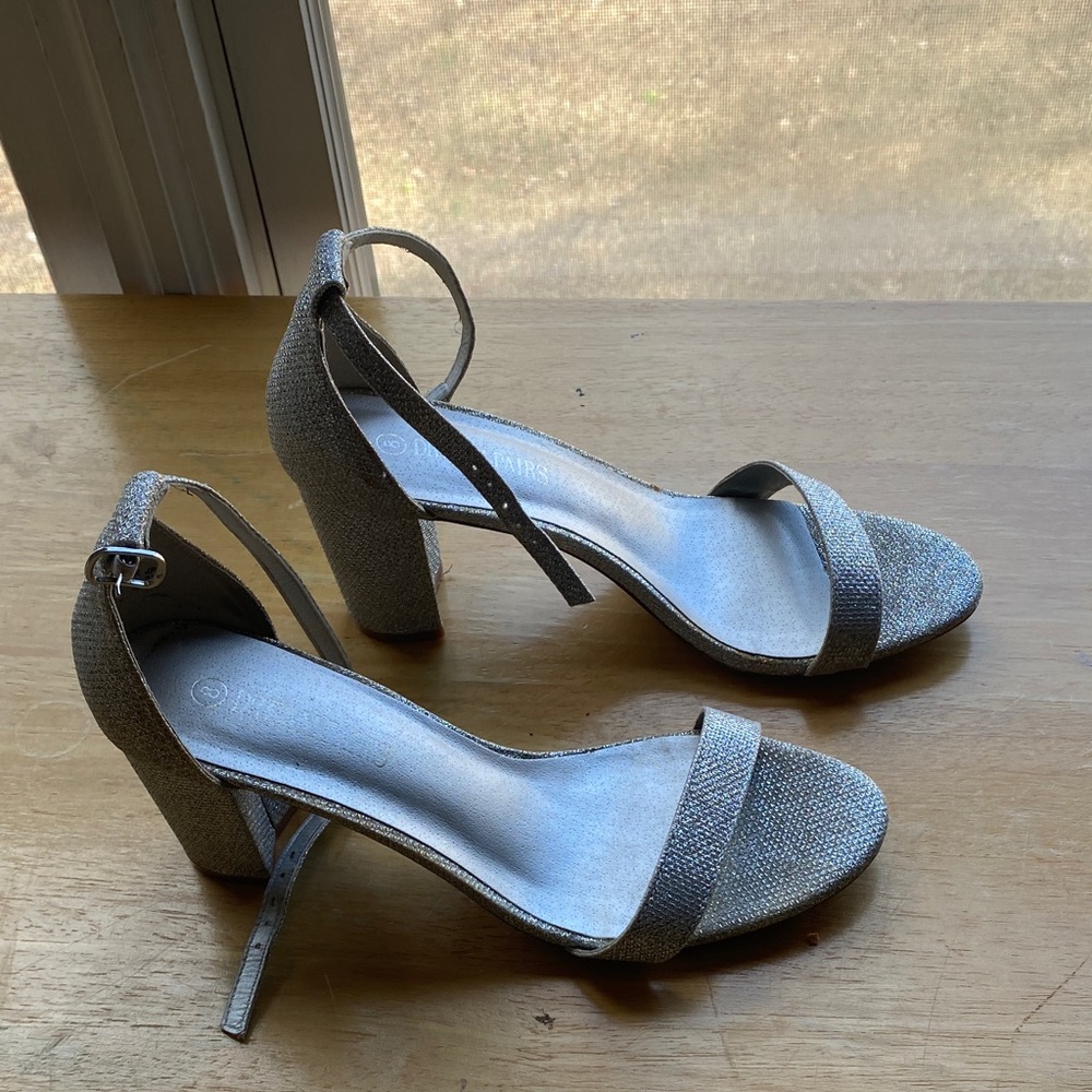 Elegant Silver Block Heels